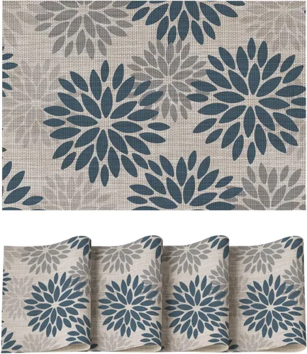 Miniatura 28 de Artoid Mode - Juego de 4 manteles individuales de vinilo con diseño floral, resistentes al calor, lavables, antideslizantes, de PVC, para decoración