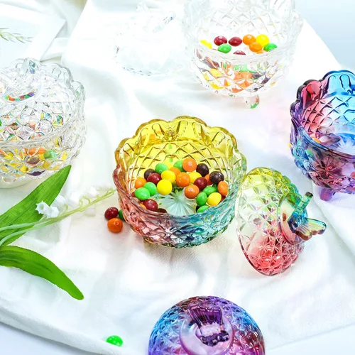 Miniatura 5 de SOCOSY Royal - Caja de dulces de cristal en relieve con tapa, joyero con pies, tarro de galletas, tarro de galletas, dulces de boda, tarros de bufé