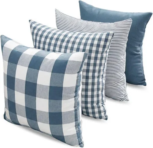 Miniatura 44 de CARRIE HOME Juego de 4 fundas de almohada a cuadros blancos y negros de 18 x 18 pulgadas para exteriores, decoración de granja a cuadros de búfalo