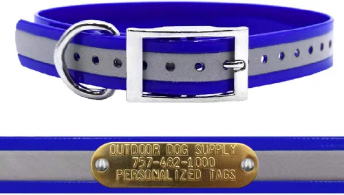 Miniatura 10 de Outdoor Dog Supply Collar de perro con anillo en D impermeable reflectante resistente de 1 pulgada para perros medianos y grandes con placa