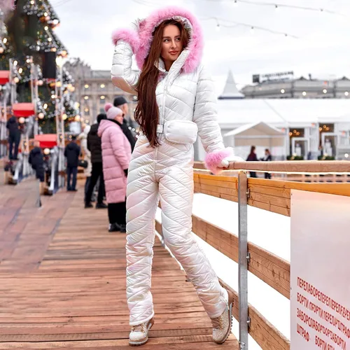 Miniatura 2 de JUNGE Trajes de nieve para mujer, overol de invierno para esquí, con capucha, para snowboard, esquí, overol impermeable para exteriores, ropa