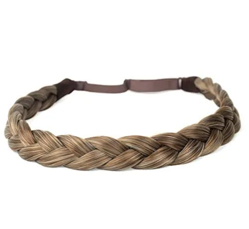 Diadema clásica de cabello sintético trenzado, trenzas gruesas y anchas, extensión de cabello con elástico para mujeres y niñas, accesorio de