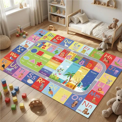 Miniatura 5 de ABC Kids Play Mat, Educational Alphabet Rug with Numbers & Animals, Non-Slip Carpet for Playroom Classroom Nursery, 59x39.4 Inch