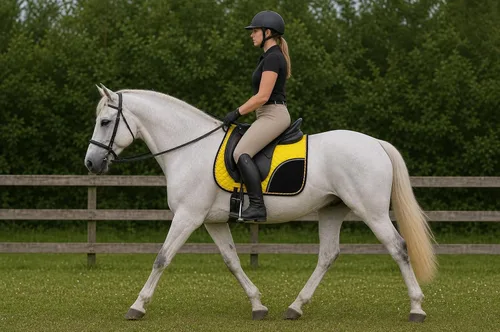 Miniatura 4 de CHALLENGER Caballo Inglés Saddle Pad All Purpose Algodón Acolchado Trail Sillín Amarillo 72133