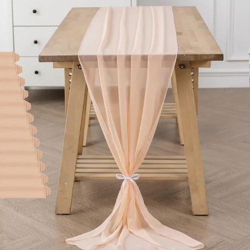 Miniatura 29 de Paquete de 2 caminos de mesa de gasa de 10 pies de 29 x 120 pulgadas, camino de mesa romántico transparente para boda, fiesta de cumpleaños
