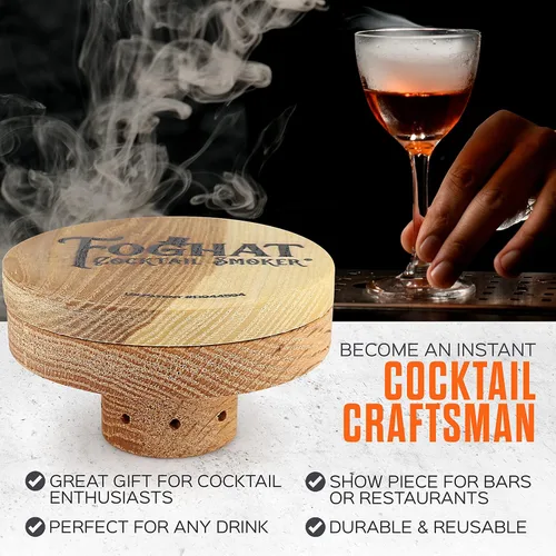 Miniatura 7 de Foghat Cocktail Smoker - Kit ahumador de cócteles Foghat con combustible de virutas de madera de roble de barricas de whiskey bourbon, nogal ginebra