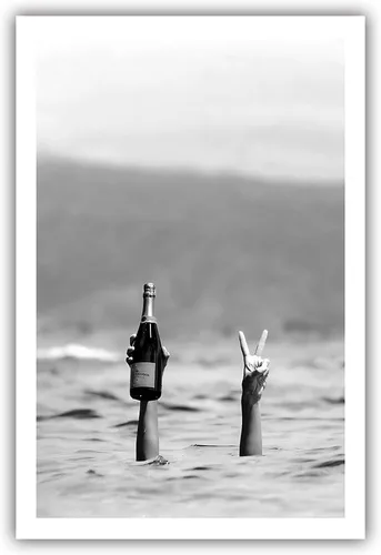 Miniatura 12 de Acqooeakt Arte de pared vintage de moda en blanco y negro Arte feminista de mujeres sexys en el lago Arte de dedo medio feminista Impreso en lienzo