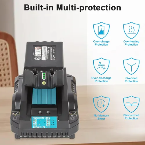 Miniatura 4 de Replcement actualizado de 6.0Ah para batería Makita de 18 V, paquete de 2 con cargador compatible con herramientas eléctricas Makita de 18 voltios