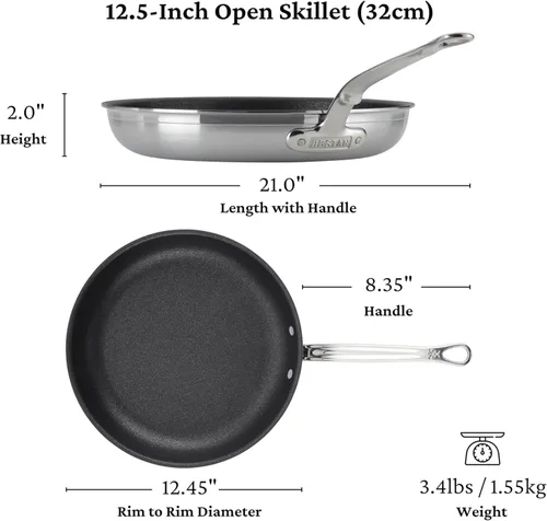 Miniatura 3 de Hestan ProBond Forged TITUM - Sartén Profesional de Acero Inoxidable con Revestimiento, Antiadherente, (31.8 cm), Compatible con Inducción