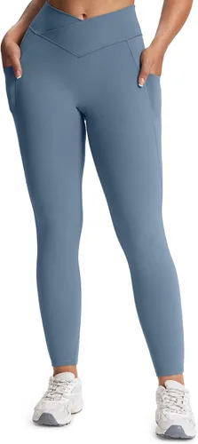 Miniatura 115 de Aoxjox Trinity - Pantalones de yoga de cintura alta con bolsillos para mujer, control de abdomen, cintura cruzada, leggings de entrenamiento suaves