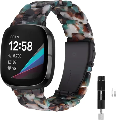 Miniatura 25 de Correa de reloj de resina compatible con Fitbit Versa 4/Sense 2/Versa 3/Sense 1, pulsera brazalete de moda ligera y ajustable de repuesto