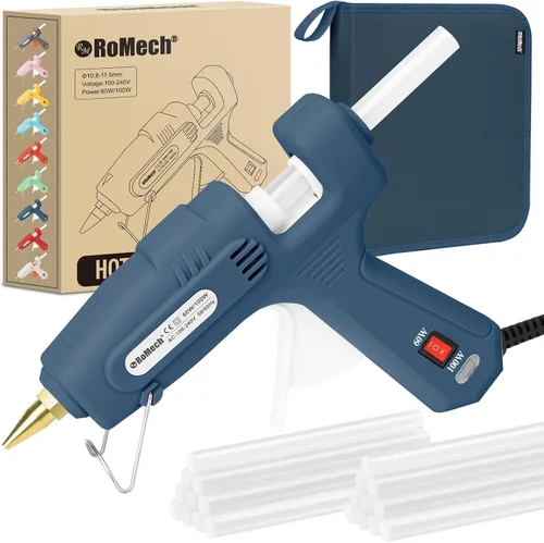 Miniatura 15 de ROMECH Pistola de pegamento caliente de tamaño completo con 60/100 W de doble potencia y 21 barras de pegamento caliente (7/16 pulgadas), Amarillo