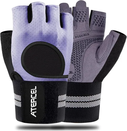 Miniatura 8 de ATERCEL Guantes de entrenamiento transpirables con soporte de muñeca para gimnasio, ejercicio, dominadas, súper ligeros para hombres y mujeres