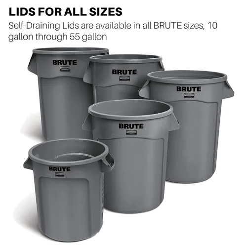 Miniatura 5 de Rubbermaid Commercial Products BRUTE - Tapa redonda para basura/basura, color negro, compatible con contenedor BRUTE de 32 galones, paquete de 6
