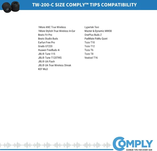 Miniatura 8 de Comply TW-200-C Puntas de repuesto de espuma viscoelástica para Anker Soundcore, Sennheiser, JBL, SoundPEATS y más Máxima comodidad, ajuste