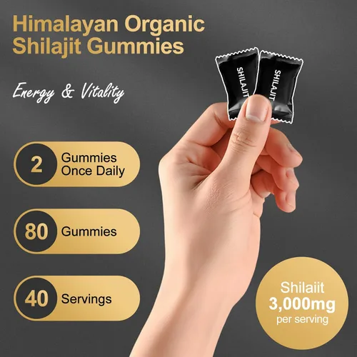Miniatura 8 de Shilajit - Gomitas para hombres y mujeres, suplemento de micronutrientes de minerales fúlvicos para energía y bienestar, sin azúcar añadido, sin