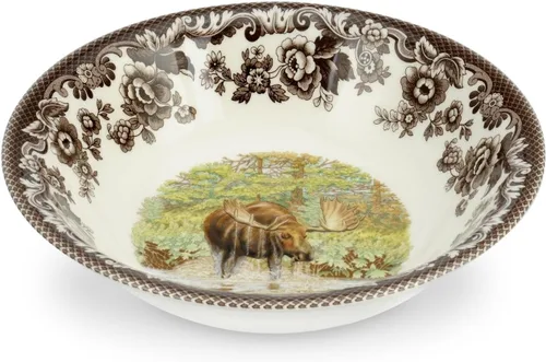 Miniatura 20 de Spode Woodland American Wildlife Ascot - Cuenco para cereales, diseño de bisonte, cuenco de loza fina de 8 pulgadas para cereales, ensaladas