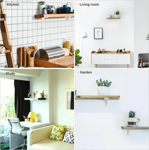 Miniatura 6 de SOGAL Soporte de estante pequeño, con 4 formas de montaje, soporte de estante montado en la pared, soportes de estante blancos de 3 x 4 pulgadas