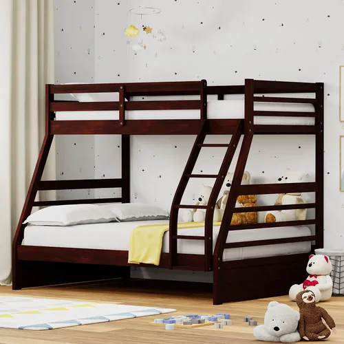 Glenwillow Home Litera Plana de madera maciza individual sobre cama matrimonial, color espresso