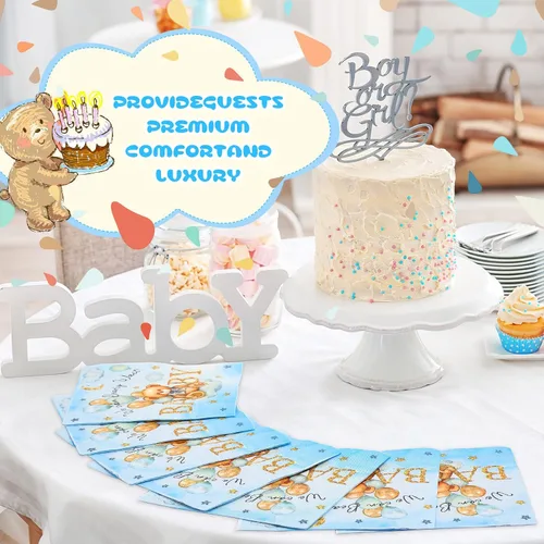 Miniatura 7 de Crtiin 100 servilletas de baby shower con texto en inglés «We Can Bearly Wait», decoraciones de baby shower para niños, servilletas de regalo