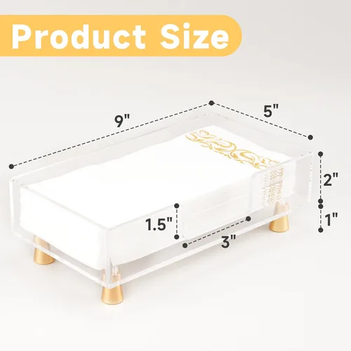 Miniatura 2 de LUVCOSY - Servilletero acrílico con pies, toallero acrílico para invitados, bandeja de almacenamiento de toallas de mano transparente, diseño único
