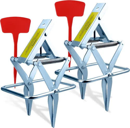 Pack de 2 trampas para topos, trampa de tijeras de acero galvanizado, trampa asesina de topos reutilizable, trampa eliminadora de topos fácil de