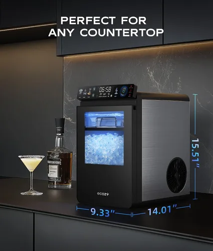 Miniatura 9 de ecozy - Máquina de hielo para pepitas, Máquina de hielo inteligente para encimera con control por APP, 20 kilos por día de hielo blando masticable