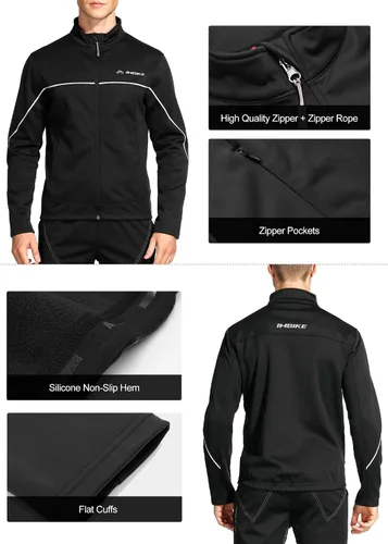 Miniatura 3 de INBIKE Men's Cycling Jacket, Winter Fleece Thermal Windproof Soft Shell Wind Coat Black