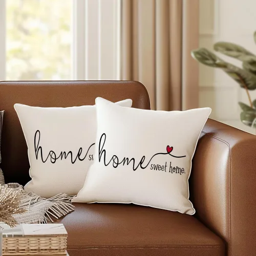 Miniatura 3 de RABUSOFA Home Sweet Home - Fundas de almohada con citas, 18 x 18 pulgadas, decoración de granja, corazón rojo, funda de cojín decorativa para sofá