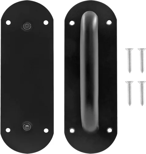 Miniatura 5 de Biaungdo Paquete de 2 tiradores de puerta de acero inoxidable, resistentes para puerta corrediza de granero, gabinete de cocina, negro mate