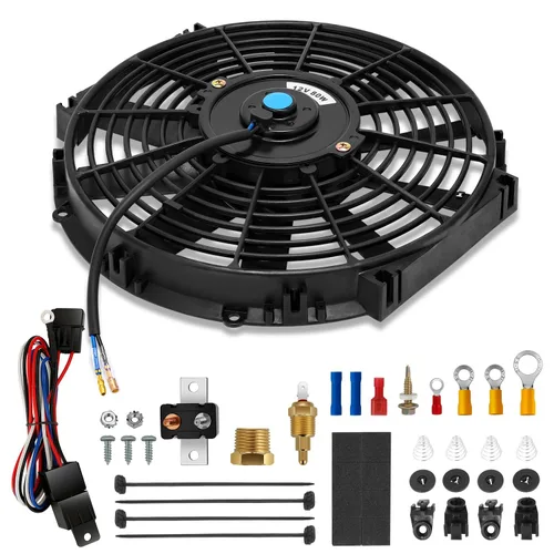 Miniatura 10 de Auto Dynasty Ventilador de radiador eléctrico, conjunto universal de ventilador de refrigeración de radiador de 7 pulgadas con kit de relé de Negro