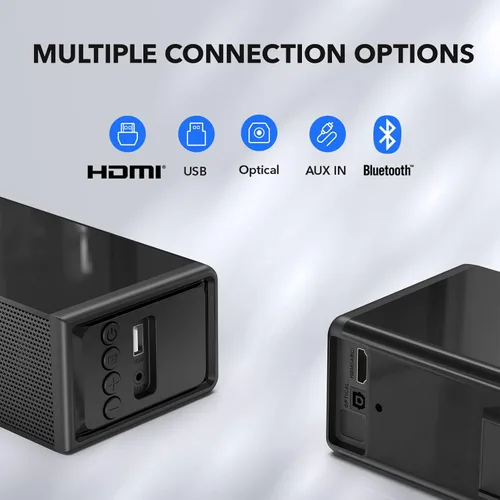 Miniatura 5 de LARKSOUND Barra de sonido pequeña para TV, PC, juegos, sistema de sonido envolvente, mini barra de sonido de altavoz de TV con conexiones