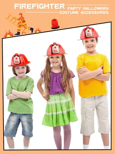 Miniatura 6 de 48/54/ 90 Pcs Pack Firefighter Hats Bulk Red Fire Chief Helmets Plastic Fireman Hat for Halloween Firefighter Party