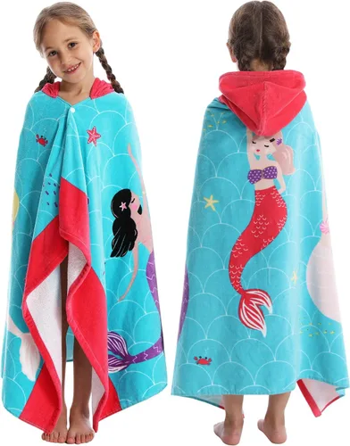 Miniatura 8 de BANGSAUR Toallas de playa para niños con capucha, algodón suave de 50 x 30 pulgadas, niñas y bebés de 3 a 12 años, toalla de baño, piscina