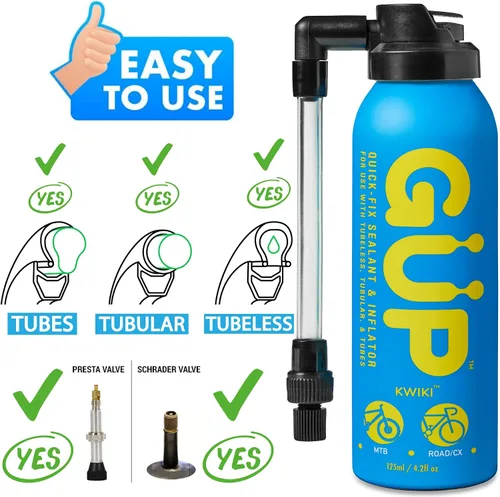 Miniatura 5 de G U P (GÜP Kwiki) Sellador e inflador de neumáticos de fijación rápida; para bicicleta de montaña, carretera, ciclocross, grava; sella y reparación