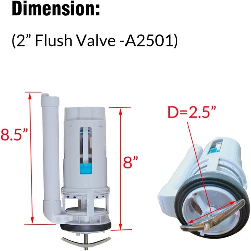Miniatura 4 de WinZo A2501 - Kit de válvula de descarga de inodoro para inodoros Waterridge de una pieza, piezas de repuesto de válvula de descarga doble