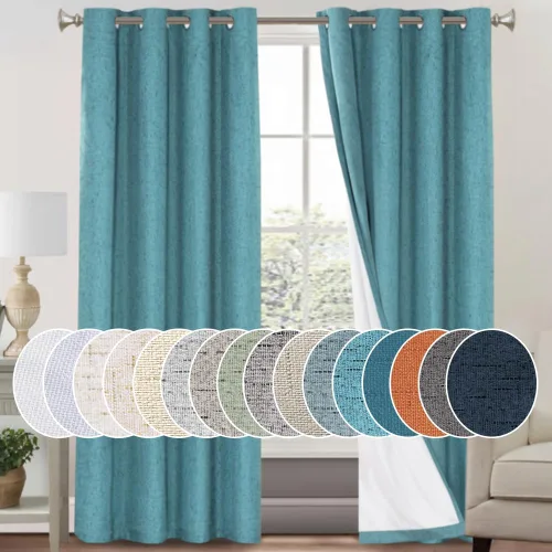Miniatura 159 de Primitive - Cortinas opacas 100 % de lino texturizado natural para dormitorio, sala de estar, cortinas para ahorra energía, tela de arpillera