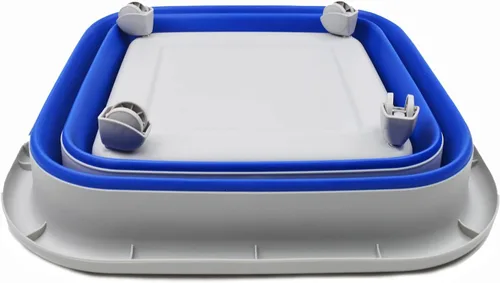 Miniatura 5 de SAMMART Cesta de plástico plegable de 39 L (10.3 galones) con ruedas, contenedor de almacenamiento plegable (1, gris/azul púrpura)