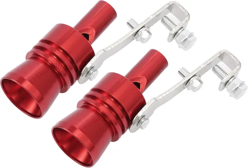 X AUTOHAUX 2 piezas XL tamaño de aleación de aluminio silenciador de tubo de escape turbo universal silbato de coche Red Rojo
