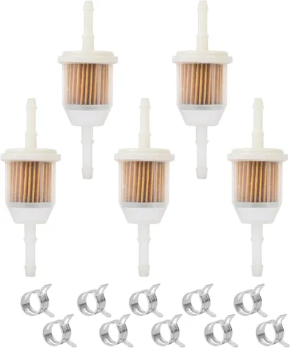 Paquete de 5 filtros de combustible para tractor de césped para línea de combustible de 1/4 pulgadas y 5/16 pulgadas, repuesto OEM 25 050 08-S, 25