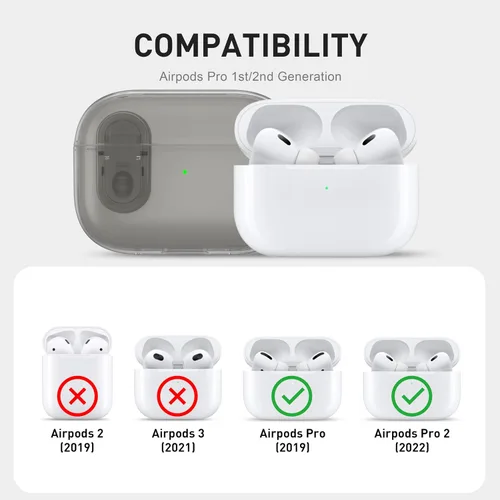 Miniatura 2 de Valkit Funda compatible con AirPods Pro, transparente con kit de limpieza, funda protectora de TPU suave para AirPods Pro Gen 2nd/1st 2023/2022/2019