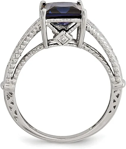 Miniatura 2 de ICE CARATS Anillo de plata de ley 925 creado en laboratorio con circonita cúbica de zafiro azul, piedra natal de septiembre, joyería fina