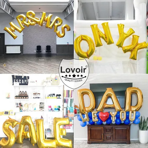 Miniatura 6 de Lovoir Globos dorados grandes de 40 pulgadas con la letra K de gran tamaño, globo de helio de aluminio de Mylar para fiesta de cumpleaños, Letra K