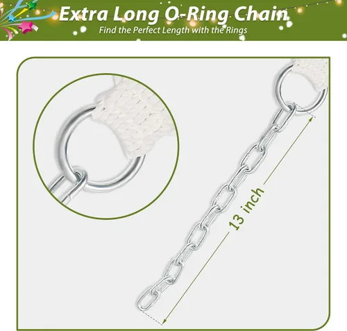 Miniatura 5 de Hamaca doble, hamaca de tela acolchada de 11 pies para 2 personas para exteriores con almohada, barra separadora curvada plegable, cadenas, bolsa