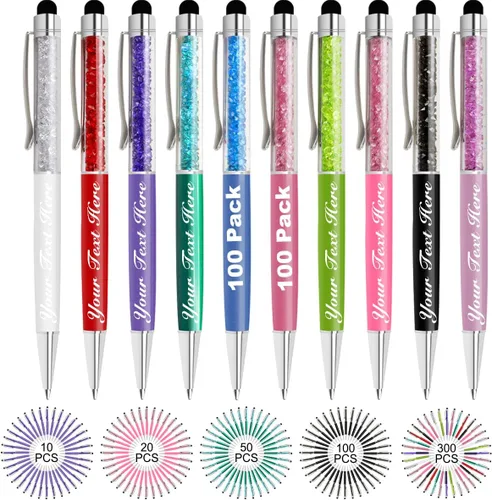 Miniatura 30 de Bolígrafos personalizados con nombre y texto, bolígrafos de diamantes de cristal personalizados a granel, 10 bolígrafos, regalos para mujeres