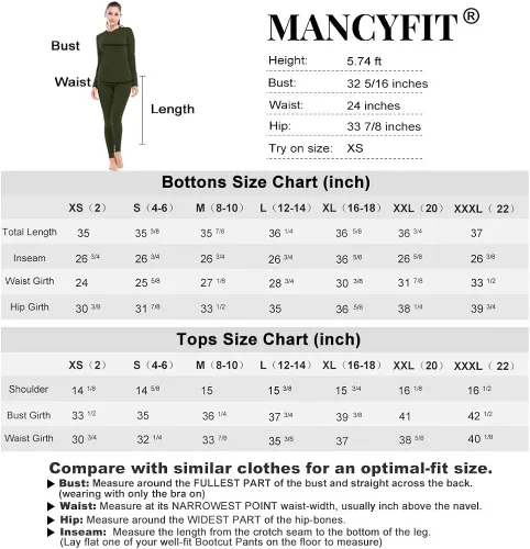 Miniatura 7 de MANCYFIT - Conjunto de ropa interior térmica para mujer con forro polar ultra suave
