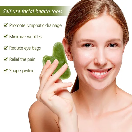 Miniatura 3 de Auténticas piedras de jade Gua Sha de propiedad asiática, herramienta facial GuaSha, masaje corporal facial, terapia de acupuntura, tratamiento