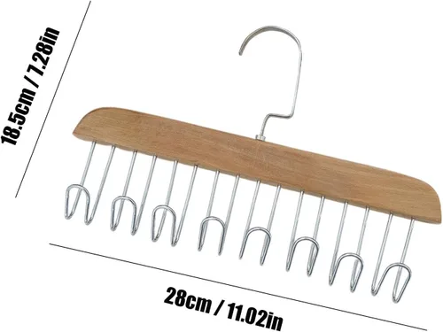 Miniatura 7 de Naysku Perchas para camisetas sin mangas, organizador de armario de madera para ahorrar espacio, rotación de 360°, resistente y organizador de Caqui
