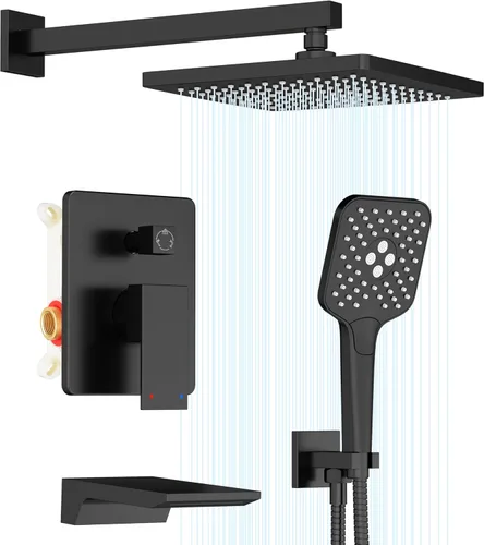 Miniatura 10 de Gabrylly Sistema de ducha dorado, juego de grifo de ducha montado en la pared para baño con cabezal de ducha de lluvia de alta presión de 10 Oro