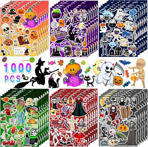 Miniatura 2 de Calcomanías de Halloween, recuerdos de fiesta de Halloween, 36 hojas de calcomanías navideñas, decoración de fiesta de Halloween, manualidades